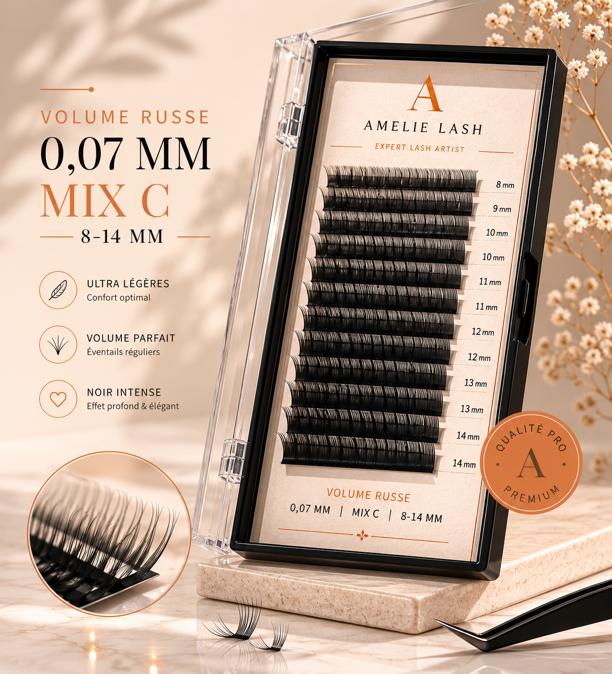 Extensions Volume Russe 0,07 mm — Mix C 8-14 mm